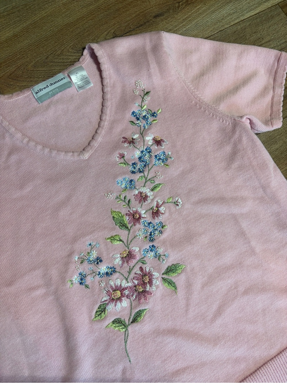 Vintage grandmacore Cottagecore coquette embroidered short sleeve sweater Top - Picture 6 of 8